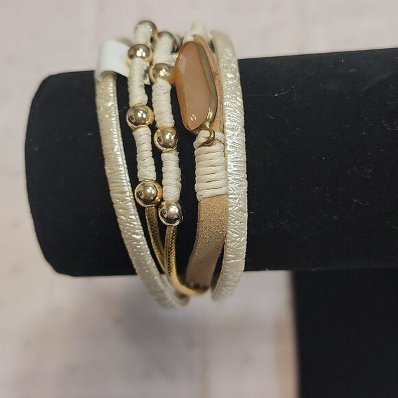 Francesca's Anastasia Ivory and Gold Tone Five Strand Bracelet - Picture 3 of 6